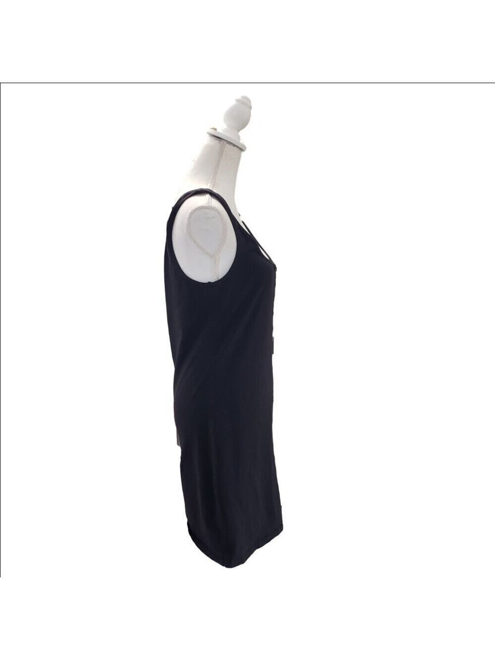 PINK Victoria’s Secret Y2K Bodycon Dress Black Zip Front Cotton Stretch L - Picture 4 of 15